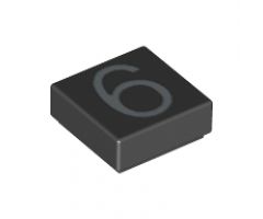 Tile 1 x 1 with Silver Number 6 Pattern