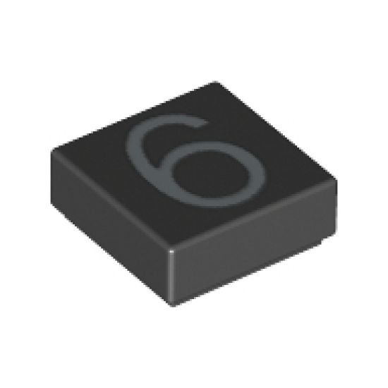 Tile 1 x 1 with Silver Number 6 Pattern