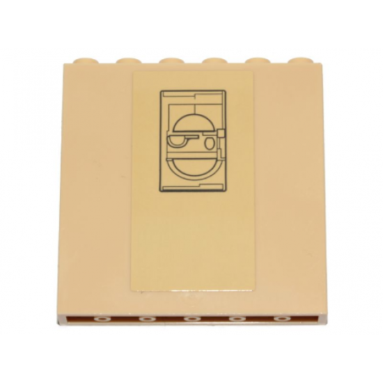 Panel 1 x 6 x 5 with SW Cloud City Black Lines and Semicircles Pattern (Sticker) - Set 75222