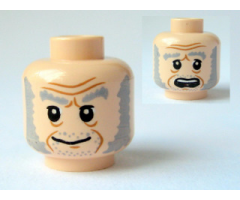 Minifigure, Head Dual Sided HP Ollivander Smile / Scared Pattern - Blocked Open Stud