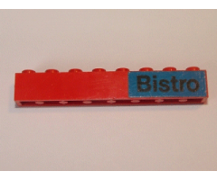 Brick 1 x 8 with Black 'Bistro' on Blue Background Pattern (Sticker) - Set 148
