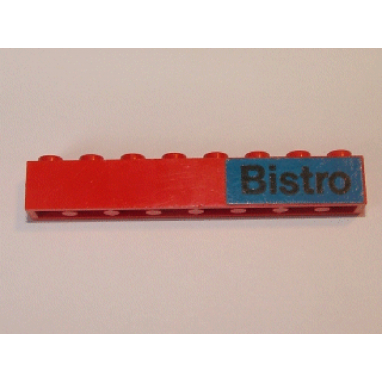 Brick 1 x 8 with Black 'Bistro' on Blue Background Pattern (Sticker) - Set 148