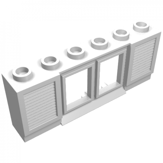 Window 1 x 6 x 2 with Shutters with Extended Lip, with Glass