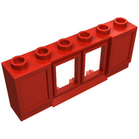 Window 1 x 6 x 2 with Shutters with Extended Lip, with Glass