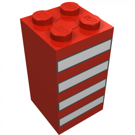 Brick 2 x 2 x 3 with White Stripes Black Outlined Pattern
