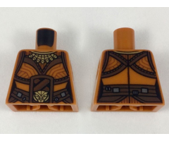 Torso Female, Gold Necklace and Lion Head Belt Buckle, Reddish Brown Belt and Trim Pattern