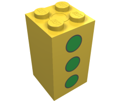 Brick 2 x 2 x 3 with 3 Green Dots Pattern