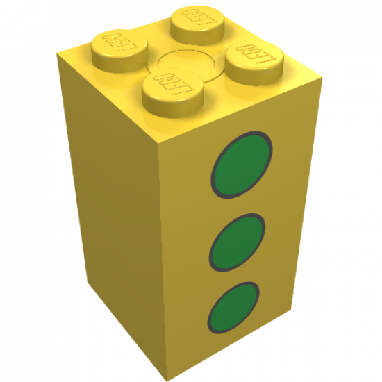 Brick 2 x 2 x 3 with 3 Green Dots Pattern