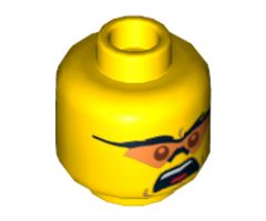 Minifigure, Head Dual Sided Glasses with Orange Lenses, Smile / Mouth Open Upset Pattern - Hollow Stud