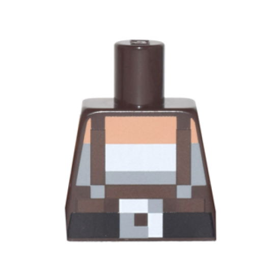Torso Pixelated Dark Brown Suspenders over White Top and Black Belt with Buckle Pattern