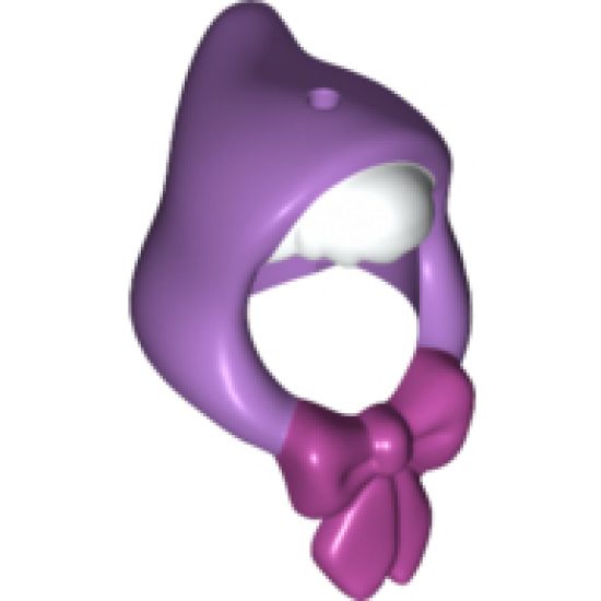 Mini Doll, Headgear Hood with White Bangs and Magenta Bow Pattern