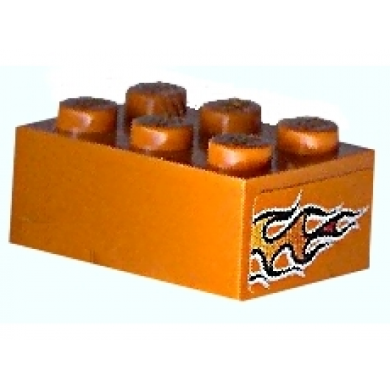 Brick 2 x 3 with Orange Flame Pattern on Both Ends (Stickers) - Set 8641