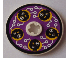 Technic, Disk 3 x 3 with Black Cyber Heads on Purple Pattern (Sticker) - Sets 3038 / 8233 / 8239 / 8266
