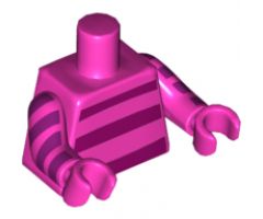 Torso Horizontal Magenta Stripes on Front and Back Pattern / Dark Pink Arms with 4 Magenta Stripes Pattern / Dark Pink Hands
