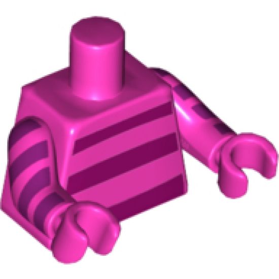 Torso Horizontal Magenta Stripes on Front and Back Pattern / Dark Pink Arms with 4 Magenta Stripes Pattern / Dark Pink Hands