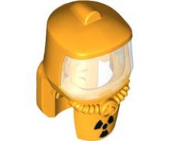 Minifigure, Headgear Hood Hazard Suit with Trans-Clear Face Shield and Black Radioactivity Warning Pattern