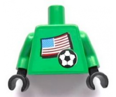 Torso Soccer US Goalie, US Flag Sticker Front, White Number Sticker Back (specify number in listing) / Green Arms / Black Hands