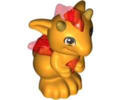 Animal, Air Dragon, Elves, Baby with Trans-Red Stomach, Spines and Wings and Gold Horns Pattern (Spark)