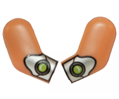 Arm, (Matching Left and Right) Pair with Silver Gauntlets with Lime Jewels Pattern