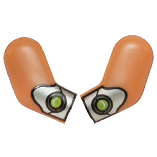 Arm, (Matching Left and Right) Pair with Silver Gauntlets with Lime Jewels Pattern