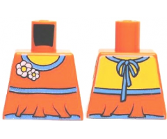 Torso Halter Top with Medium Blue Trim and Flowers Pattern