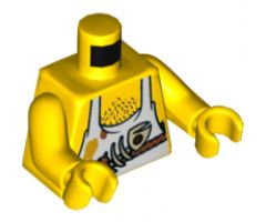 Torso Pirate White Apron, Fish Skeleton and Chest Hair Pattern / Yellow Arms / Yellow Hands