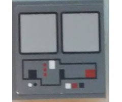 Tile, Modified 2 x 2 Inverted with White, Black and Red Circuitry and Light Bluish Gray Screens Pattern (Sticker) - Set 75025
