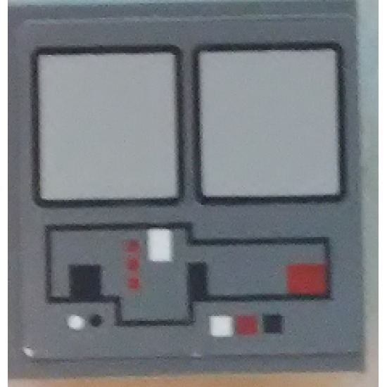 Tile, Modified 2 x 2 Inverted with White, Black and Red Circuitry and Light Bluish Gray Screens Pattern (Sticker) - Set 75025