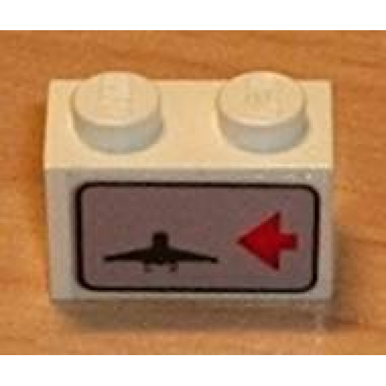Brick 1 x 2 with Red Arrow on Right Side pointing Left & Airplane Pattern (Sticker) - Set 6396