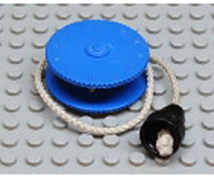 Duplo Winch Drum Narrow with White String and Black Over-the-Stud-Size Fitting