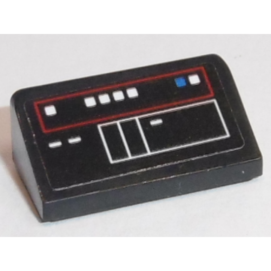 Slope 30 1 x 2 x 2/3 with Red and White Control Panel Pattern Type 3 (Sticker) - Set 75190