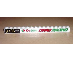 Brick 1 x 16 with 'DRAG RACING' and Octan and 317.6 mph. Right Pattern (Stickers) - Set 6616