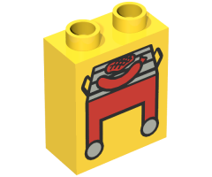Duplo, Brick 1 x 2 x 2 with Red Grill and Hot Dog Pattern