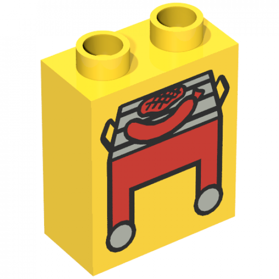 Duplo, Brick 1 x 2 x 2 with Red Grill and Hot Dog Pattern