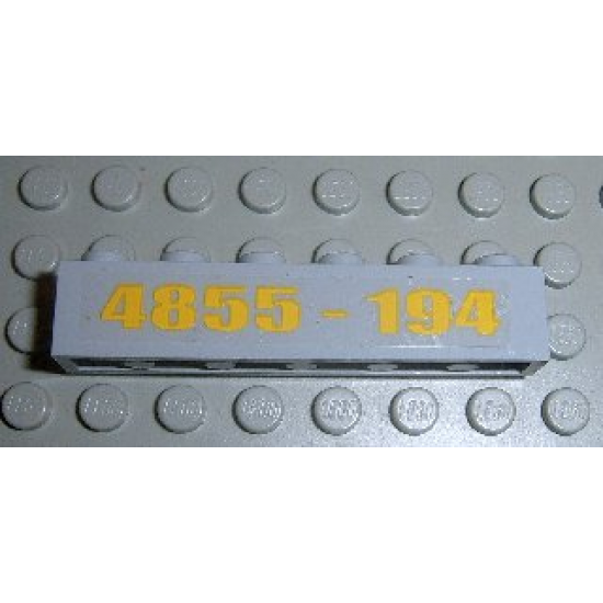 Brick 1 x 6 with Yellow '4855-194' Pattern (Sticker) - Set 4855