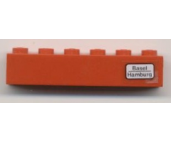 Brick 1 x 6 with 'Basel - Hamburg' Pattern on Right Side (Sticker) - Set 7740