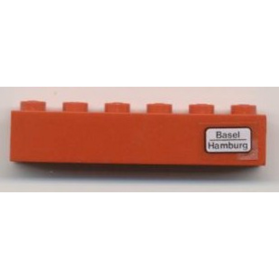 Brick 1 x 6 with 'Basel - Hamburg' Pattern on Right Side (Sticker) - Set 7740