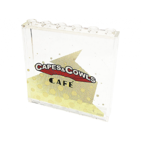 Panel 1 x 6 x 5 with 'CAPES & COWLS CAFÉ' (Cafe) and Bright Light Yellow Dots Pattern (Sticker) - Set 41231