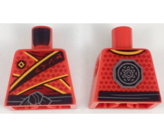 Torso Ninja Tunic with Dark Red Diamonds, Bright Light Orange Trim, Black Sash Pattern