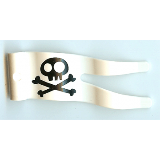 Duplo Flag Wavy 2 x 5 without Slits with Black Skull and Crossbones Pattern