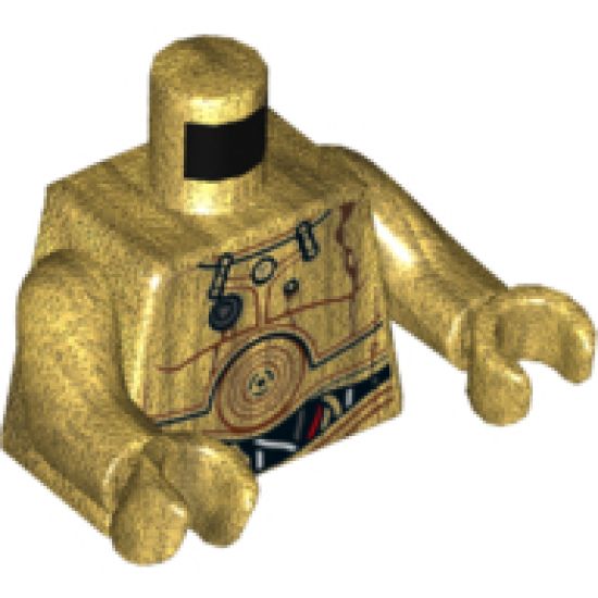 Torso SW C-3PO with Red and White Wires, Oil Stains and Silver Robot Limiter Pattern / Pearl Gold Arms / Pearl Gold Hands