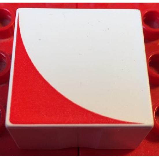 Duplo, Tile 2 x 2 x 1 with Shape Red Inverse Quarter Circle Pattern