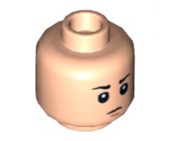 Minifigure, Head Dual Sided Black Eyebrows, Open Mouth Evil Grin / Closed Mouth Sad Pattern (SW Young Boba Fett) - Hollow Stud