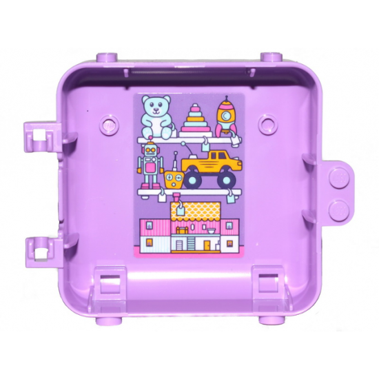 Container Box 3 x 8 x 6 2/3 Half Back with Toys, Teddy Bear, Rocket, Robot, Car and Dollhouse Pattern (Sticker) - Set 41409