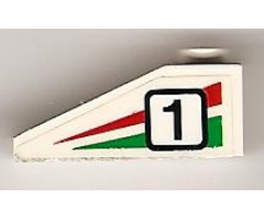 Slope 33 3 x 1 with Black Number 1 on Green and Red Stripes Pattern Model Left (Sticker) - Set 6539