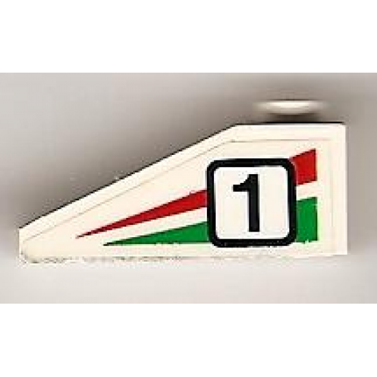 Slope 33 3 x 1 with Black Number 1 on Green and Red Stripes Pattern Model Left (Sticker) - Set 6539
