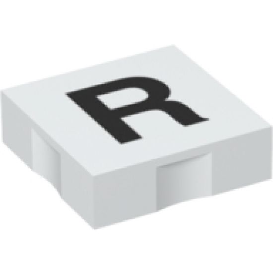 Duplo, Tile 2 x 2 with Black Capital Letter R Pattern