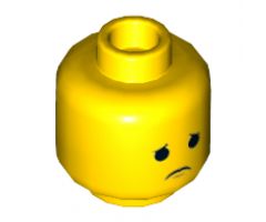 Minifigure, Head Dual Sided Open Smile with Tongue / Sad Pattern (Emmet) - Hollow Stud