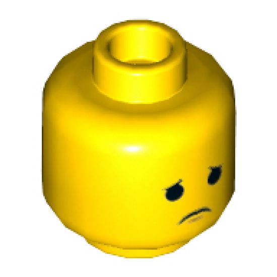 Minifigure, Head Dual Sided Open Smile with Tongue / Sad Pattern (Emmet) - Hollow Stud