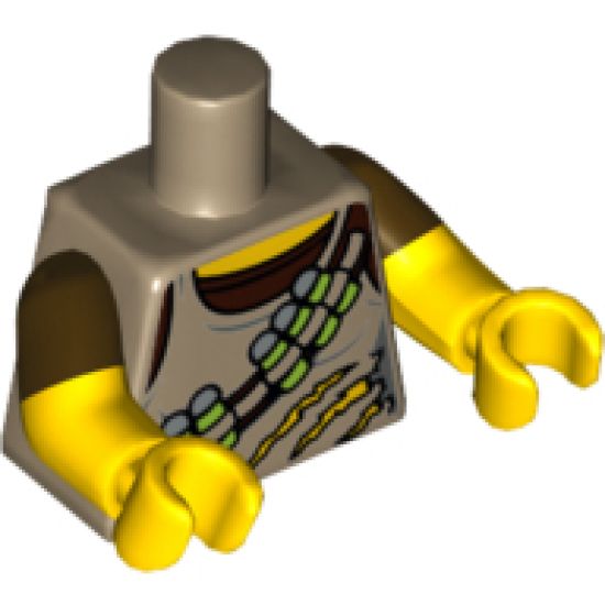 Torso Torn Tank Top with Ammunition Belt over Dark Brown Shirt Pattern / Yellow Arms with Dark Brown Short Sleeves Pattern / Yellow Hands